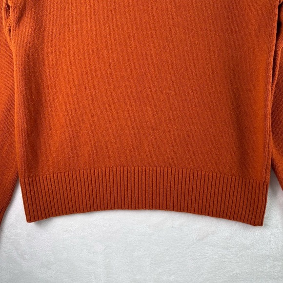 BANANA REPUBLIC Orange Italian Merino Wool Stripe Mock Neck 1/2 Zip Sweater Sz M - Picture 10 of 12